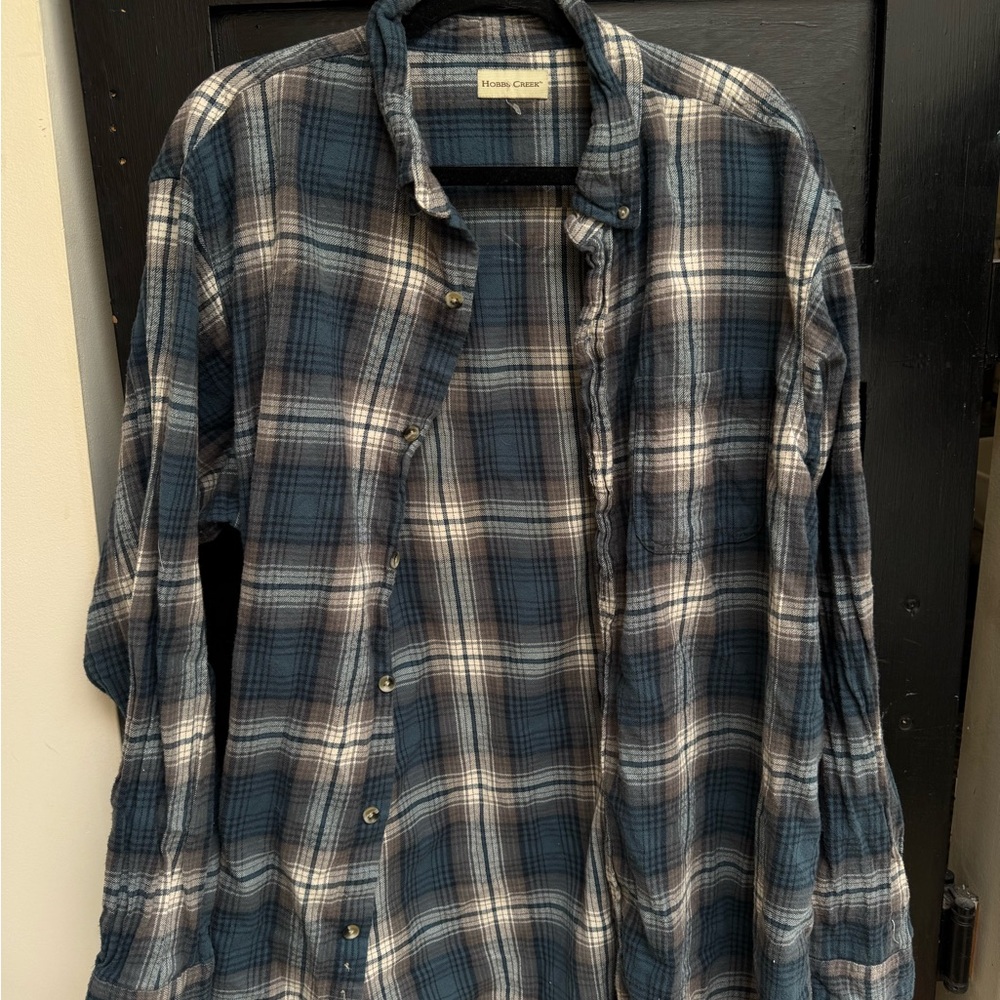 Vintage Blue Plaid Men's Shirt